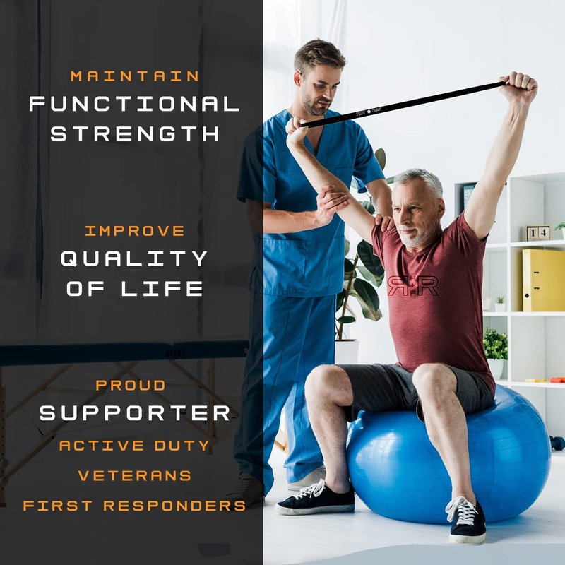 RR H+F Light Resistance Bands for Physical Therapy with Workout Videos - #2 Light (15-30lbs) - Exercises for Seniors - Long Resistance Bands for Women - Exercise Bands for Physical Therapy