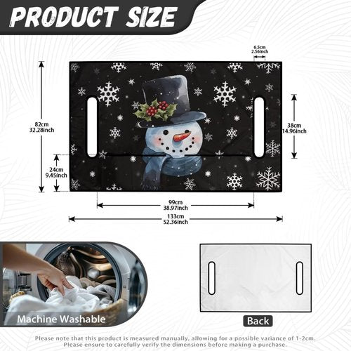 Yewattles Black Cute Snowman Golf Cart with 4 Pockets Seat Cover with Holes for 2 Passenger Portable Lightweight Anti-Hot Club Car Seat Towel Essentials Decorative Accessories Easy to Install