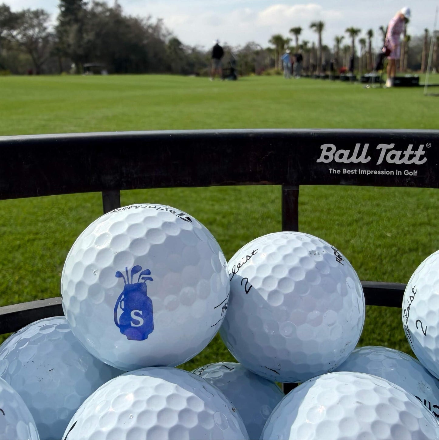 Ball Tatt – Personalized Golf Ball Stamp - Self-Inking Quick-Dry Letter Monogram Stamper, Permanent Waterproof Ball Marking Tool, Reusable No Refills - Ideal Gift for Golfers, Dads - (S Golf Bag)