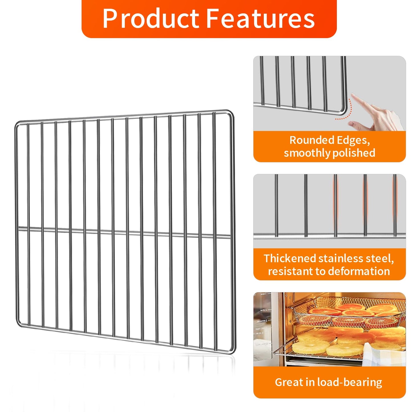 GWY Air Fryer Wire Rack for Emeril Lagasse 26 QT Extra Large Air Fryer, 12.5''*11.5'' Stainless Steel Air Fryer Replacement Parts Accessories Roasting Steamer Grill Racks