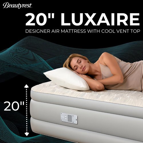 Beautyrest Luxaire Air Mattress - Full Size 20 Inch Height with Cool Vent Top & Smart Pump