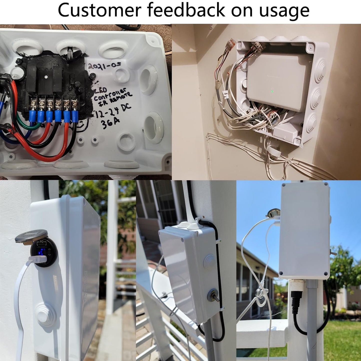 Junction Box, Reserved Holes Electrical Boxes Waterproof IP65 ABS Plastic Electrical Power Cord Enclosure Project Box Black 5.9 x 5.9 x 2.8 inch(150x150x70mm)