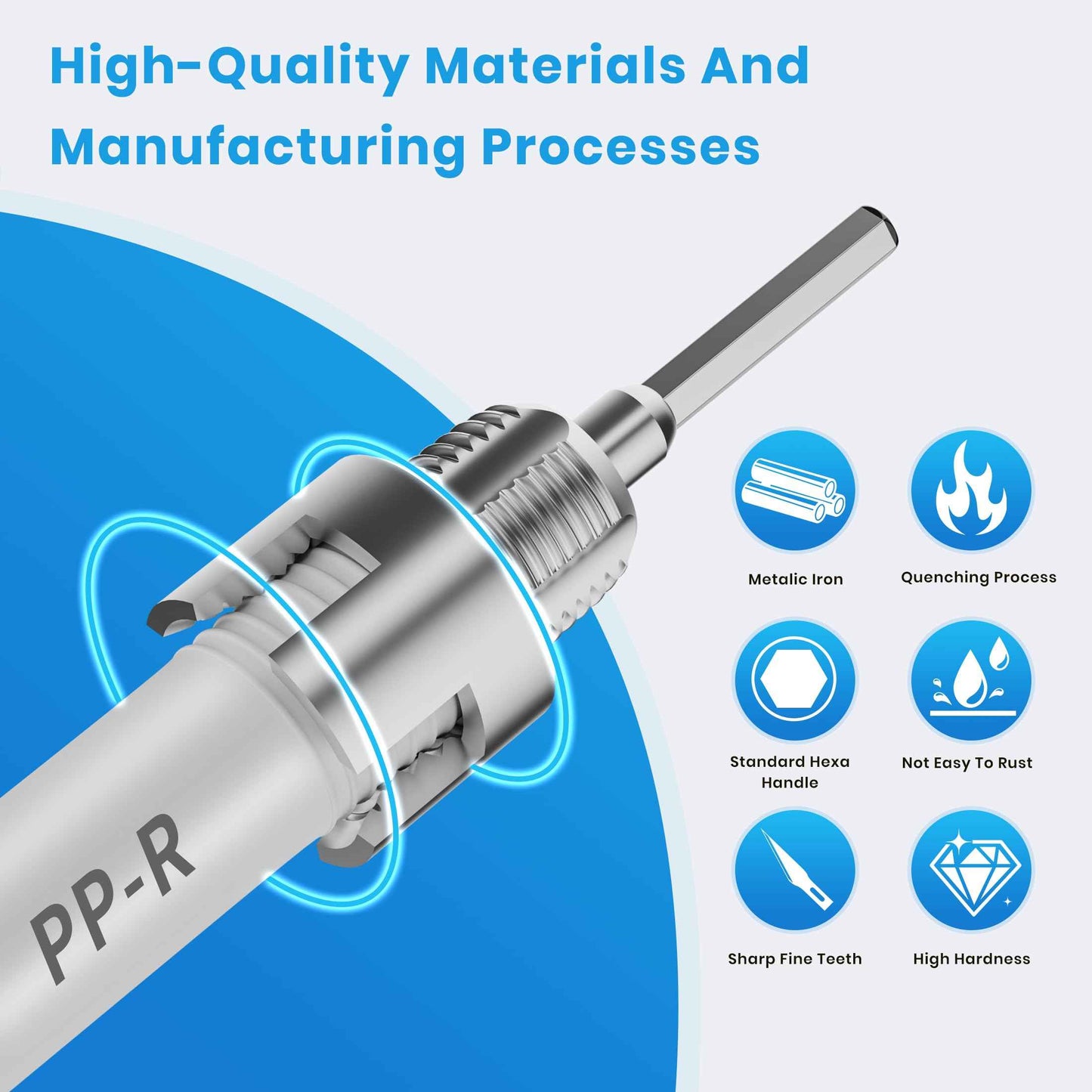 2Pcs Pipe Threading Tool, Integrated Internal & External Pipe Threading Tool, 1/2" and 3/4" PVC Pipe Threader, Electric Drill Compatible Dual-Function 2 in 1 Plastic PVC Pipe Threading Tool, Primary