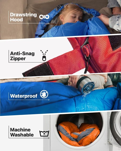 MalloMe Sleeping Bags | Cold Weather Backpacking Gear for Adults & Kids | Lightweight & Compact