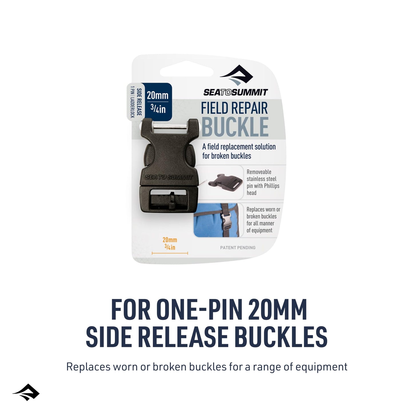 Sea to Summit Field Repair Buckle - Side Release, 1 Pin, 3-pack, 20mm / 3/4in