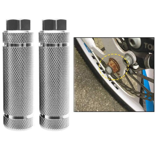 Aluminum Alloy Bike Pegs,Fit 3/8 inch Axles,Foot Pedals Backseats Stands,Durable, Non-Slip(2 Pieces) (Silver)