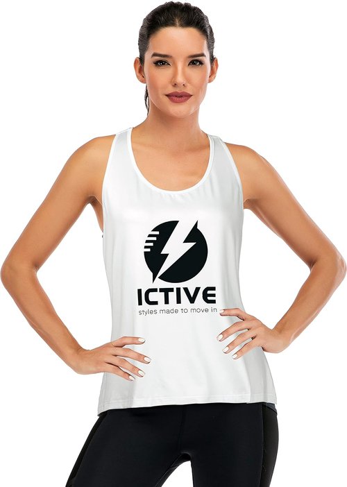ICTIVE Women's Racerback Workout Tank Top - Open Back Design for Yoga & Running | Comfortable Fit