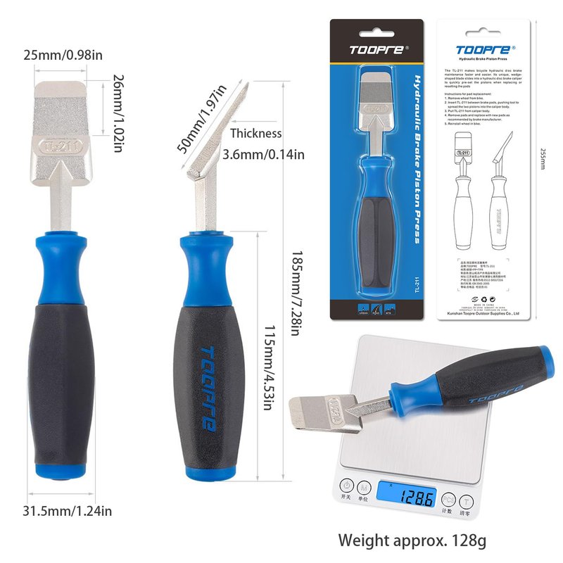 TIKBRO Hydraulic Piston Press for Bicycle Disc Brakes Repair Tool Kit 4-piece Set Rotor Truing Fork Rotor Adjustment Tool Disc Brake Gap Regulator Bike Disc Alignment Tool