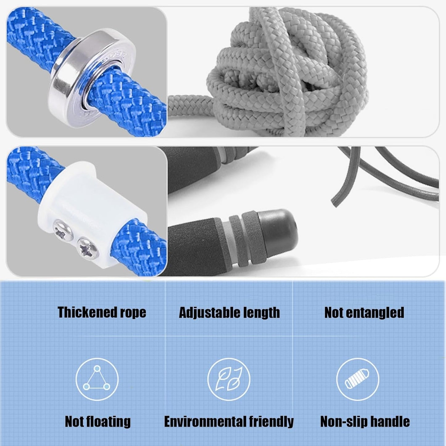 Skiennix 16 FT Jump Rope - Adjustable Double Dutch Skipping Rope for Kids & Adults | Blue, Tangle-Free Design
