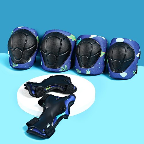 Kids Helmet with Knee Pads Elbow Pads and Wrist Guards,Child Protective Gear for Boys Girls Age 3-5-8 Years fit Roller Skates, Skateboarding, Scooter Bicycle Skate Scooter Skateboard (Blue)