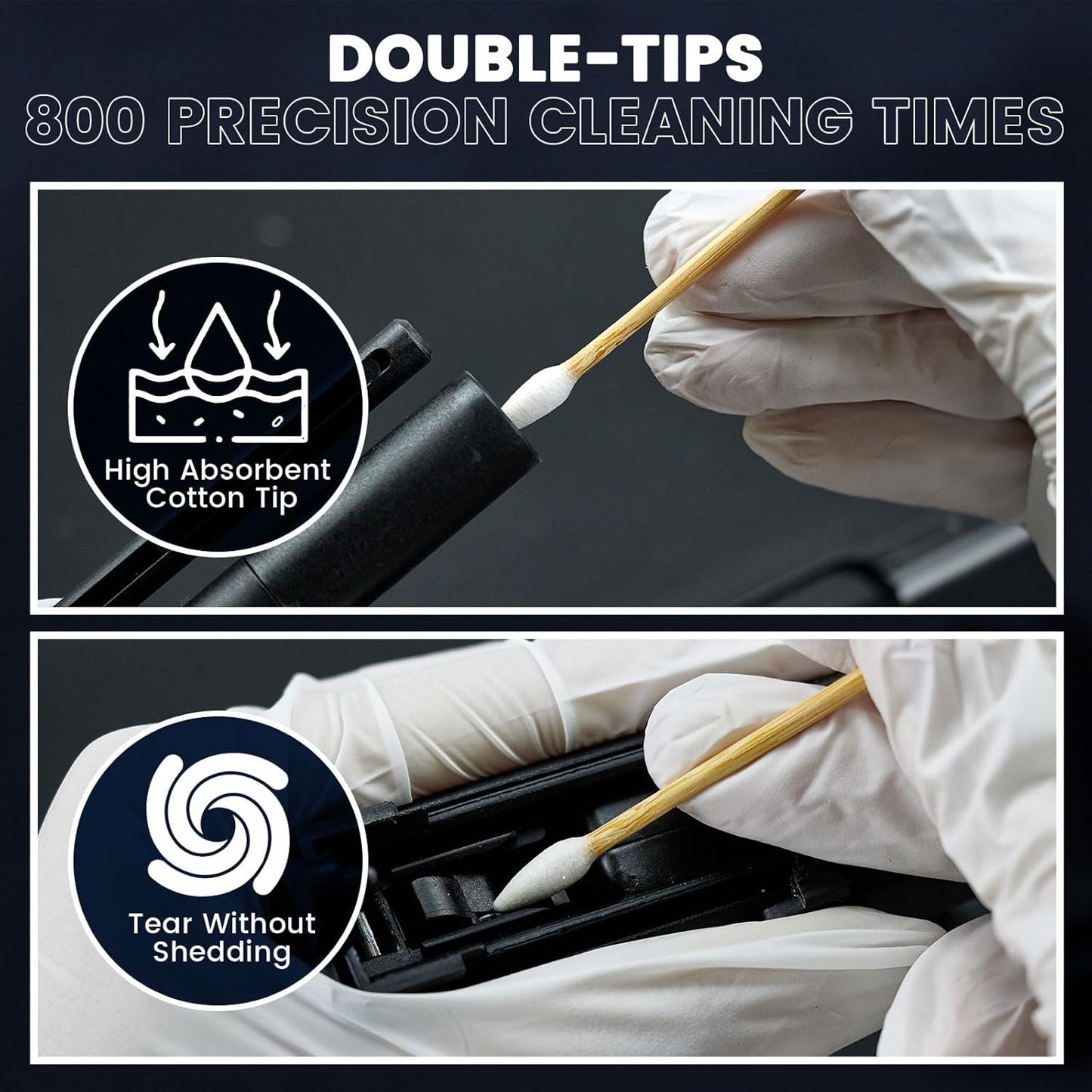 Regine Switzerland 900/400PCS Double-Ended Gun Cleaning Swabs - Precision Lint-Free & Highly Absorbent