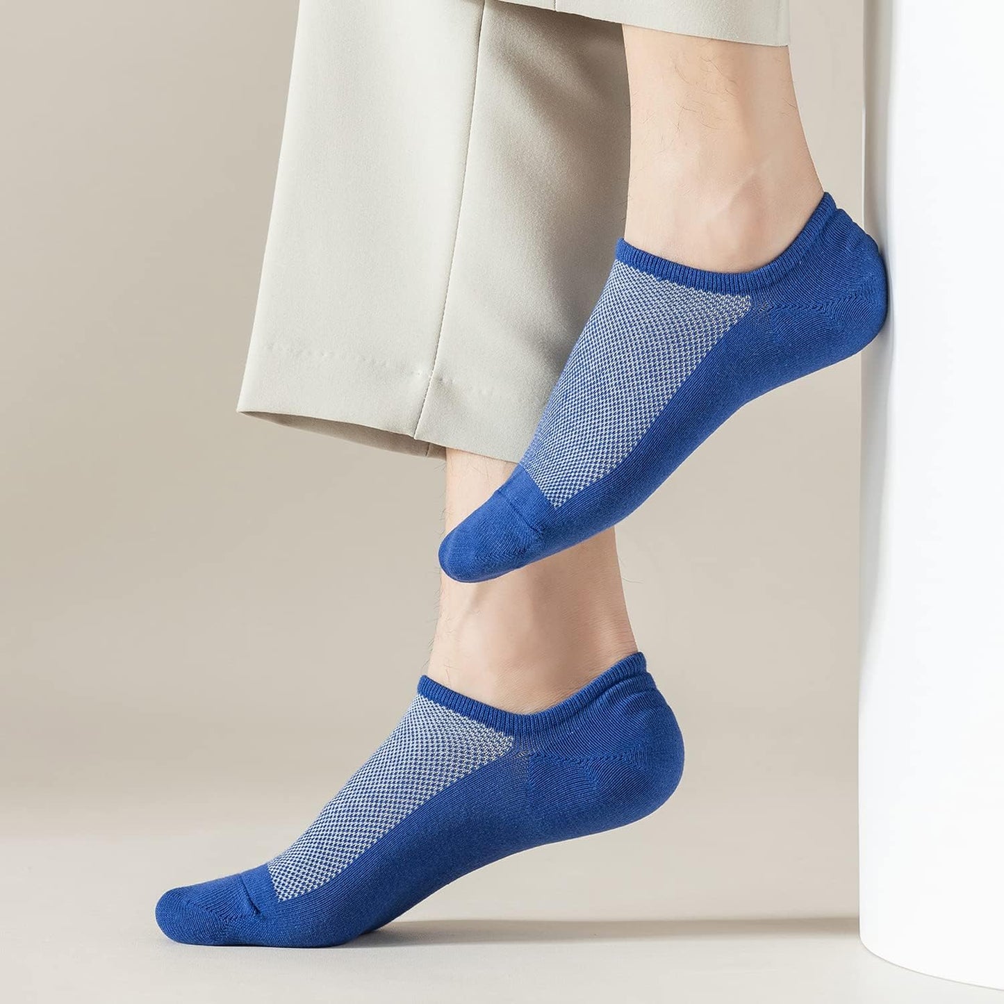 Mottee&Zconia No Show Socks - Low Cut Ankle Socks for Men | Casual Anti-Skid Cotton with Non-Slip Grips
