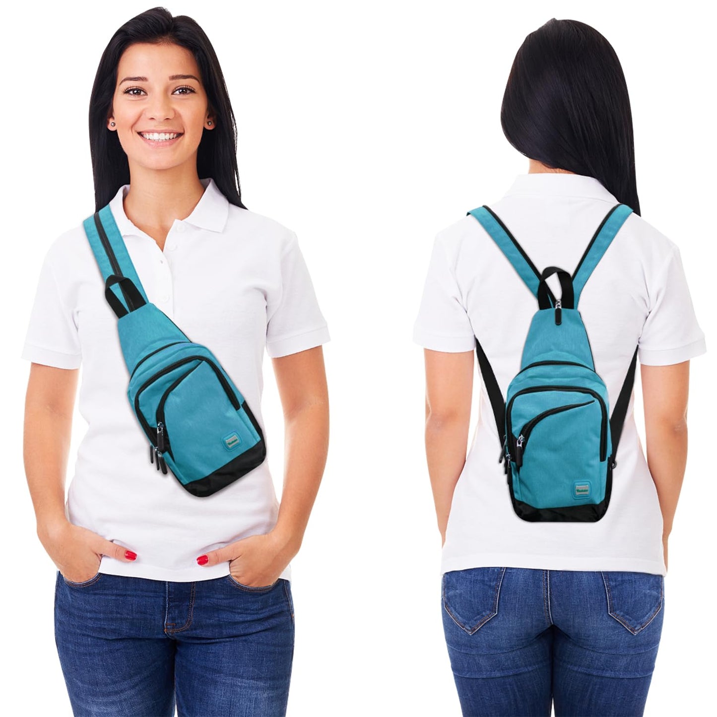 Peicees Mini Sling Bag for Women Mens Convertible Crossbody Backpack Small Shoulder Bag Chest Daypack with Zipper Strap