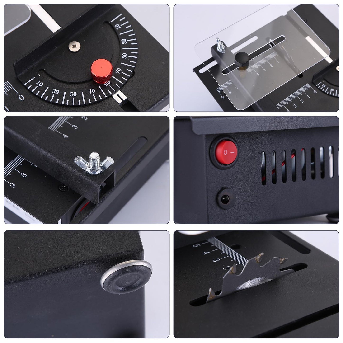 Mini Table Saw,100W Mini Desktop Electric Saw Cutter Speed & Angle Adjustable 16MM Cutting Depth, Seven Speed Adjustable Power Supply,table sawelectrical, mini table saw for crafts