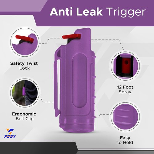 FURY Hardshell Pepper Spray - Max Strength 12Ft Range with UV Dye & Anti-Leak Design | Self-Defense Tool