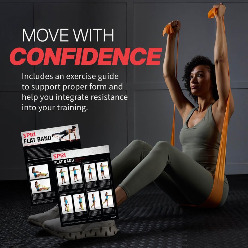 SPRI Flat Bands 3-Pack - Resistance Band Kit Set with 3 Levels of Resistance - Exercise Bands for Strength Training, Flexibility, & Body Workout - Versatile Fitness Tool - Light, Medium, and Heavy