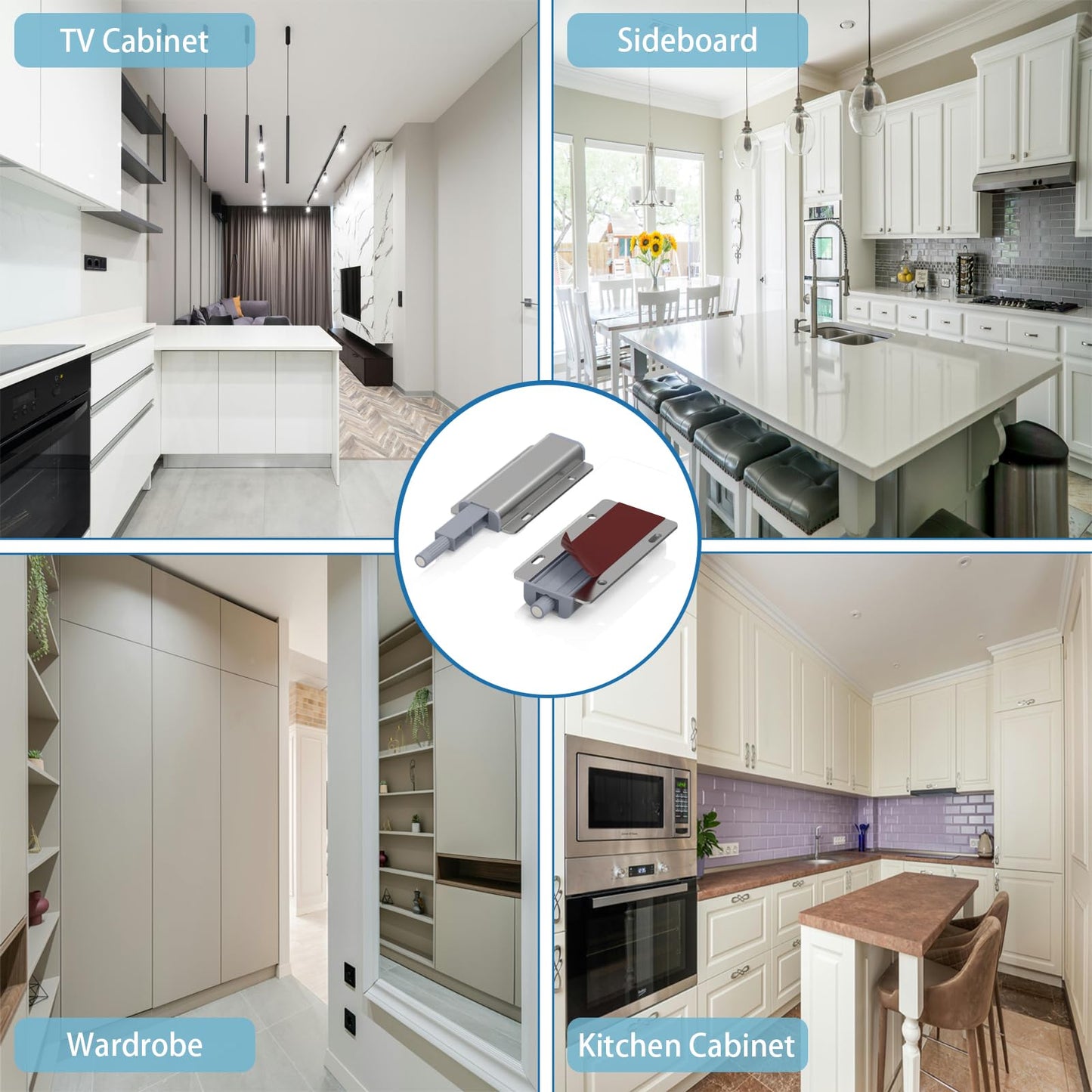 Push to Open Door Latch for Cabinet Door 2 Pack Magnetic Push to Open Cabinet Hardware Heavy Duty Touch Latch for Closet Kitchen Doors Cabinets Drawers Wardrobes