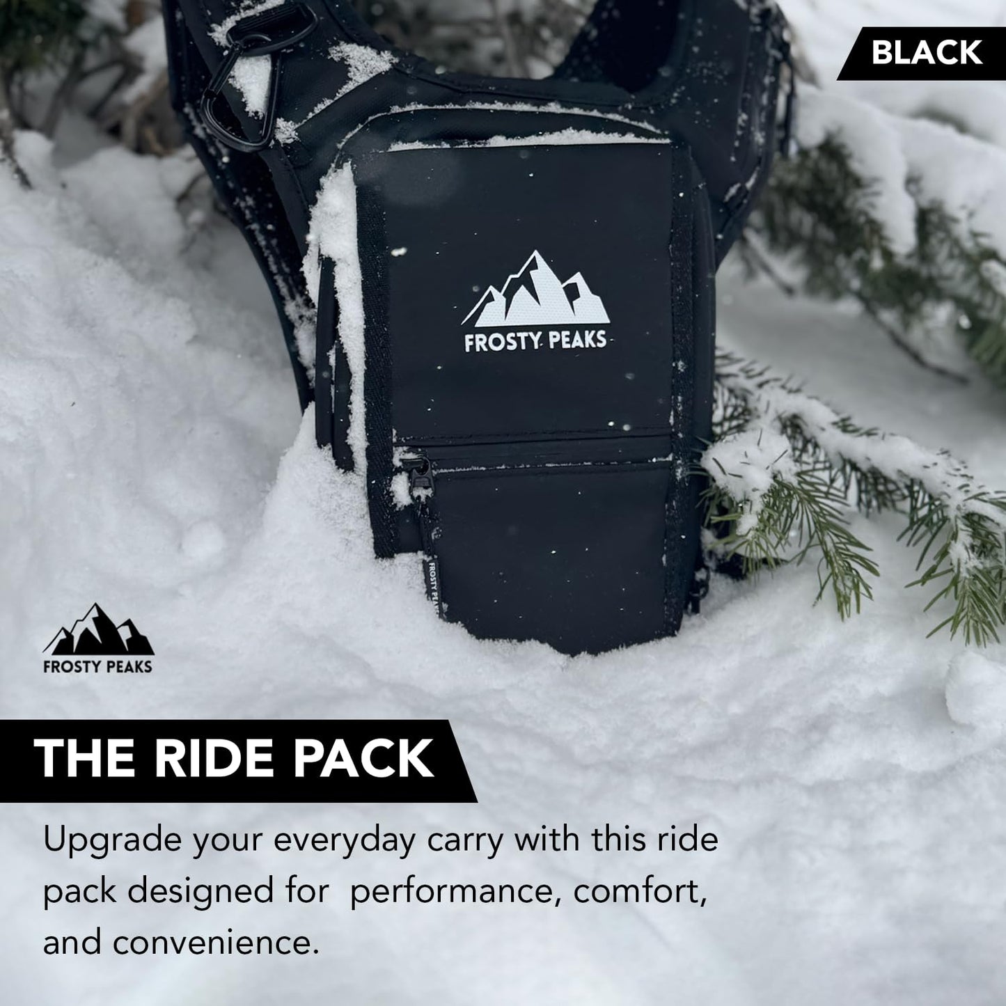 FROSTY PEAKS Chest Pack for Hiking, Skiing, Running & Travel, Minimalist Chest Rig Bag with Easy-Access Phone Pouch, Dual-Access Pocket, Card & Cash Slot, Adjustable Vest Pack for Men & Women
