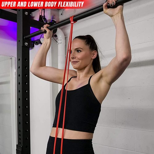 Fit Active Sports Resistance Workout Exercise Bands for Home, Gym, Stretching, Strength Training, Weightlifting, Pull Up Assist - Indoor and Outdoor Use (Red - 5 to 50 Pounds (1/2" 4.5mm))