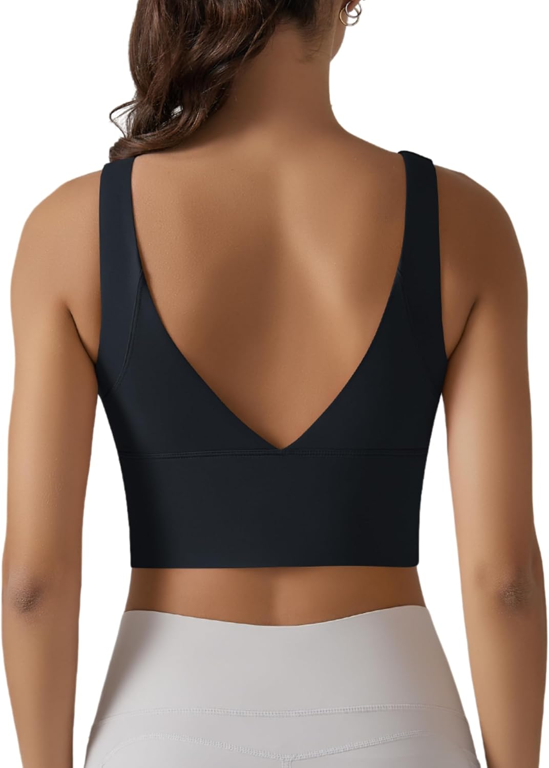 ABOCIW Longline Sports Bra - Women's V Back Wireless Padded Yoga Top for Medium Support | Ideal for Workouts