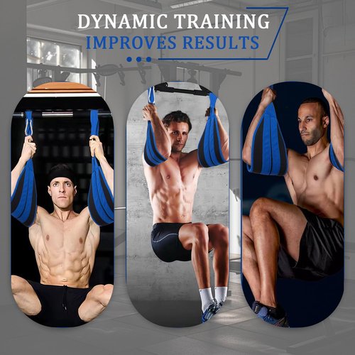 Hanging Ab Straps For Pull Up Bar, Exercise Equipment For Rip Resistant And Padded Arm Support For Ab Workout, Ab Sling Straps For Knee & Leg Raises, For Men And Women (Blue)