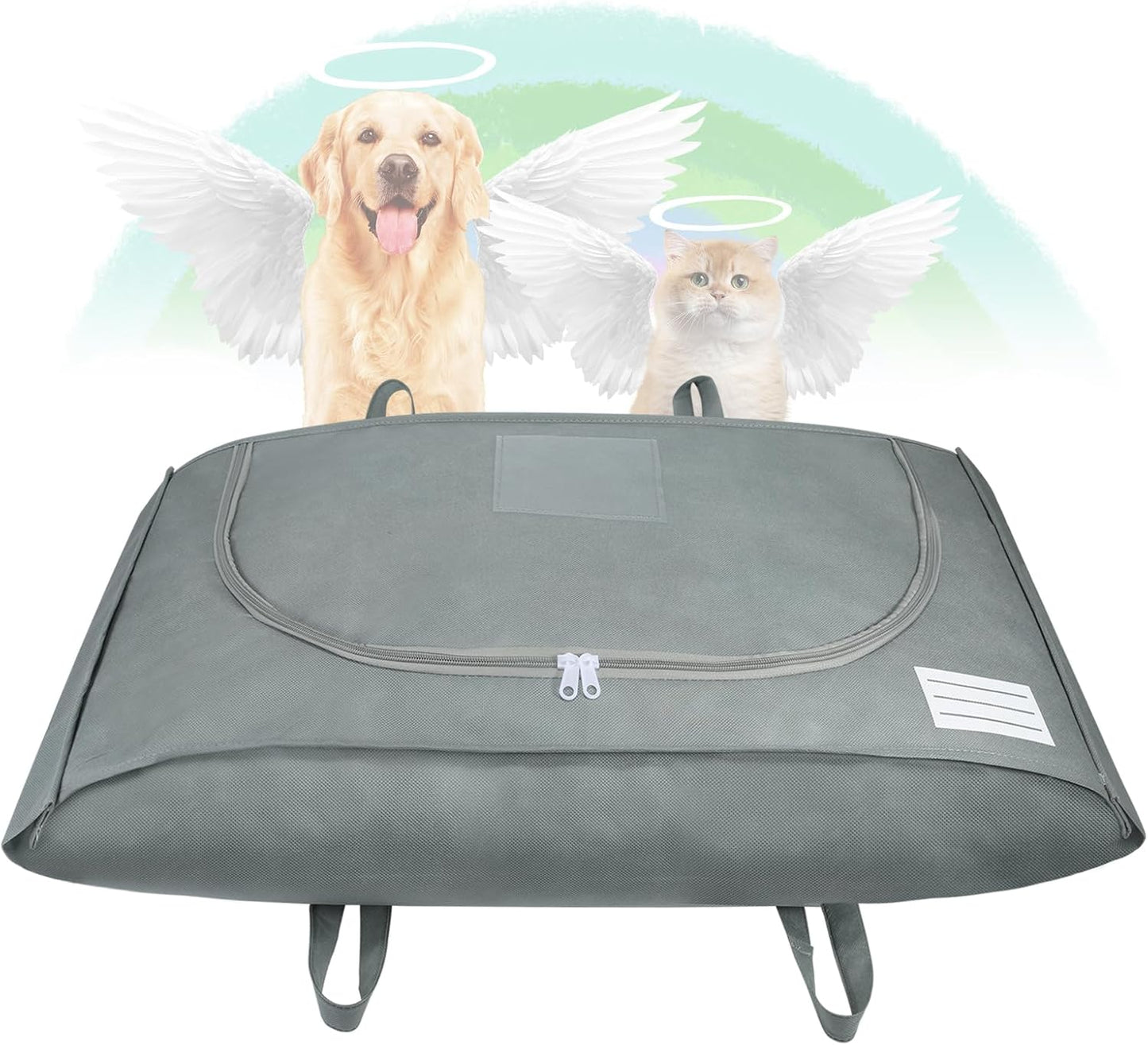 Pet Burial Bag with Handle - Eco-Friendly Dog/Cat Casket for Dignified Memorial | Size M (31.89 x 14.17 x 7 in)
