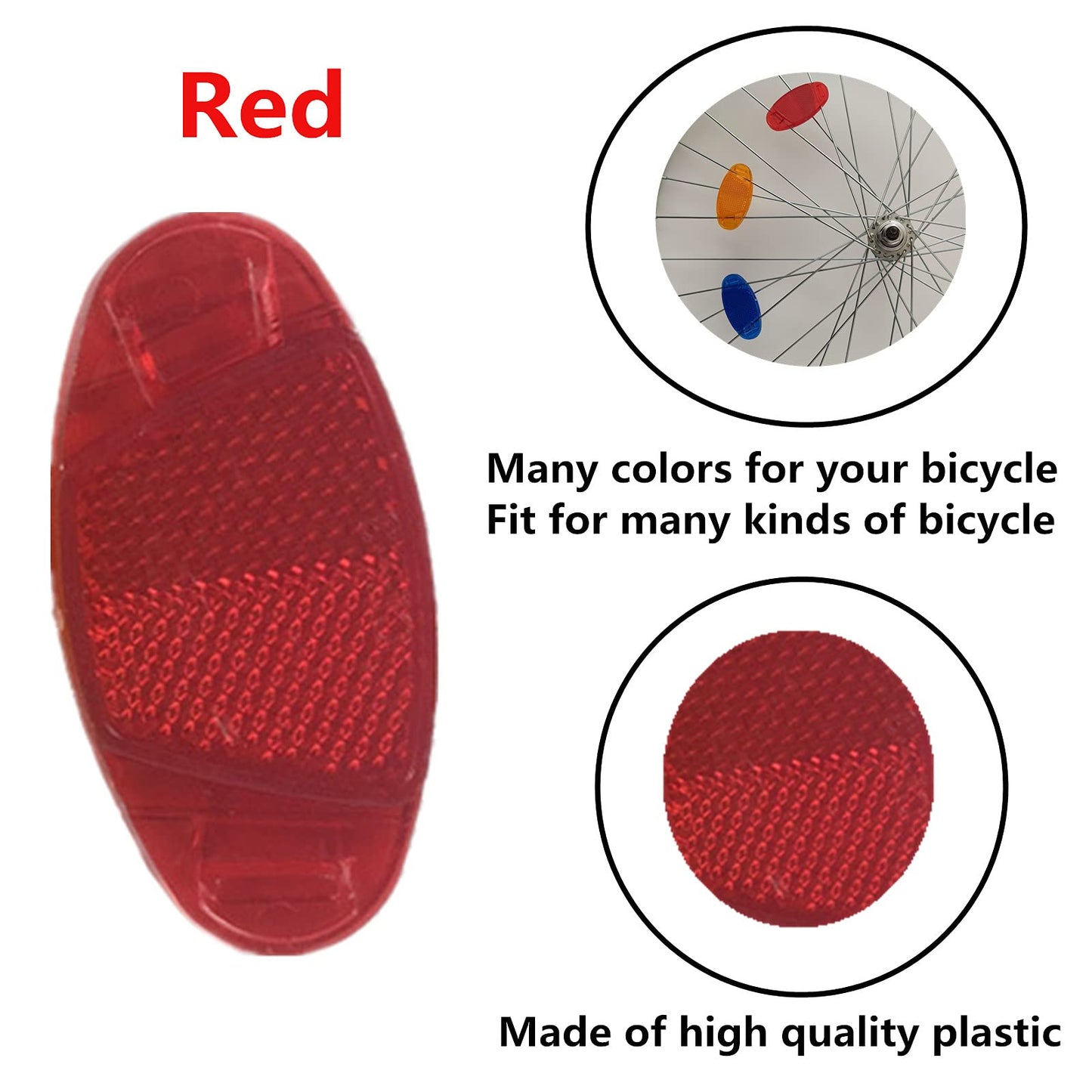 UoYu 8 pcs Oval Reflector Bicycle Spoke Signage Decoration Safe Warning Red for Bicycle Wheel Mountain Bike Accessories