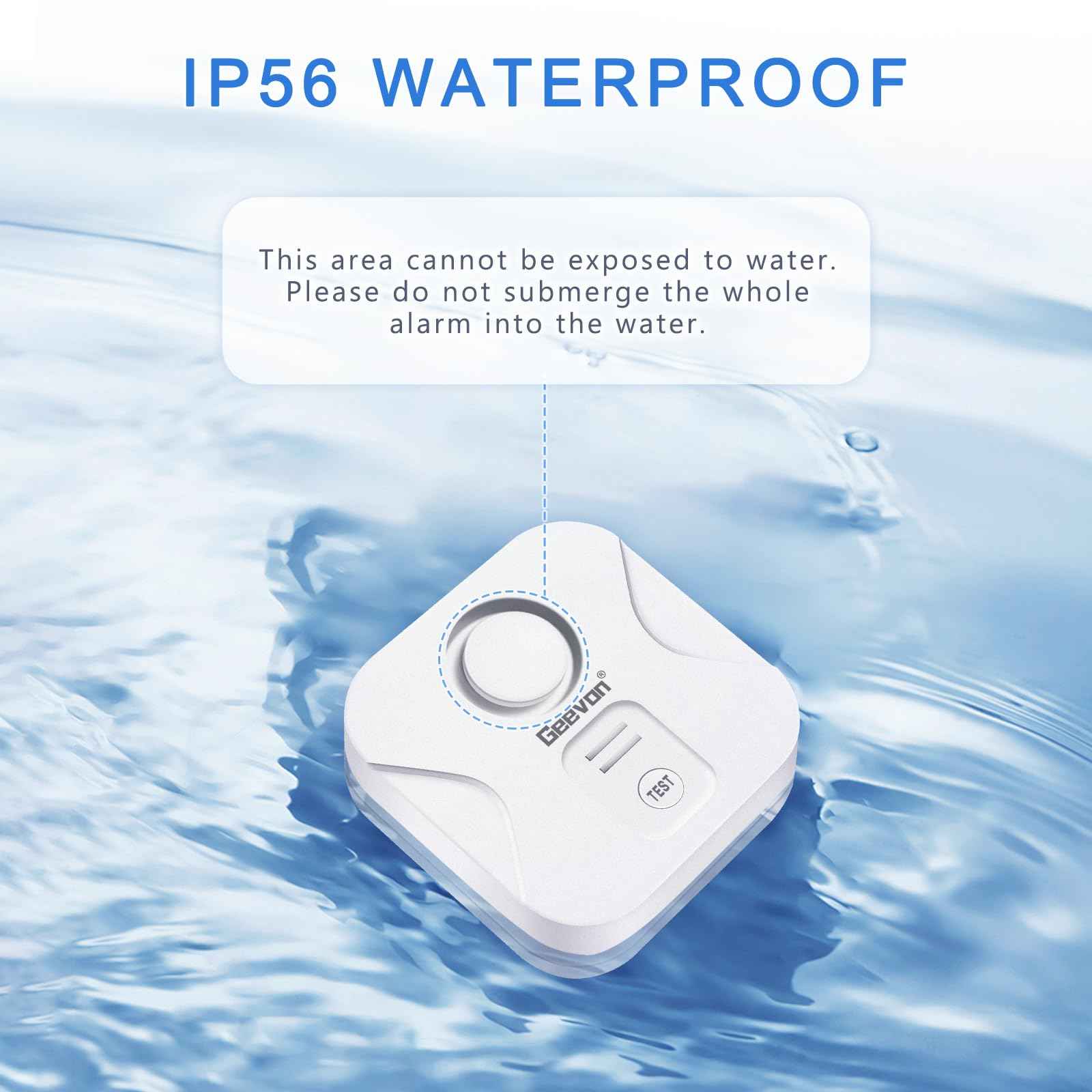 Geevon 4 Pack Water Leak Detectors for Home, 100dB Loud Water Alarm Sensor Leak Detection with Drip Alert for Basements, Laundry Rooms, Kitchen, IP56 Waterproof(Battery Included)