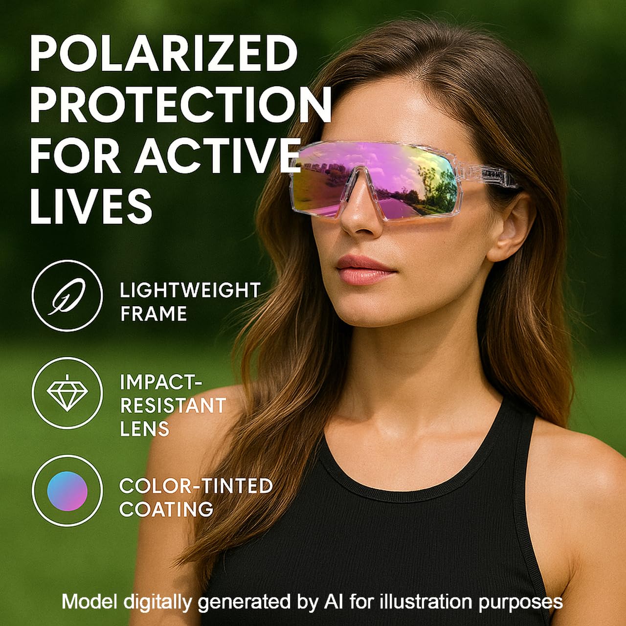 eyeezi Polarized Sports Sunglasses UV Protection Ventilation Design Outdoor Sports Running Cycling Baseball Glasses for Men Women