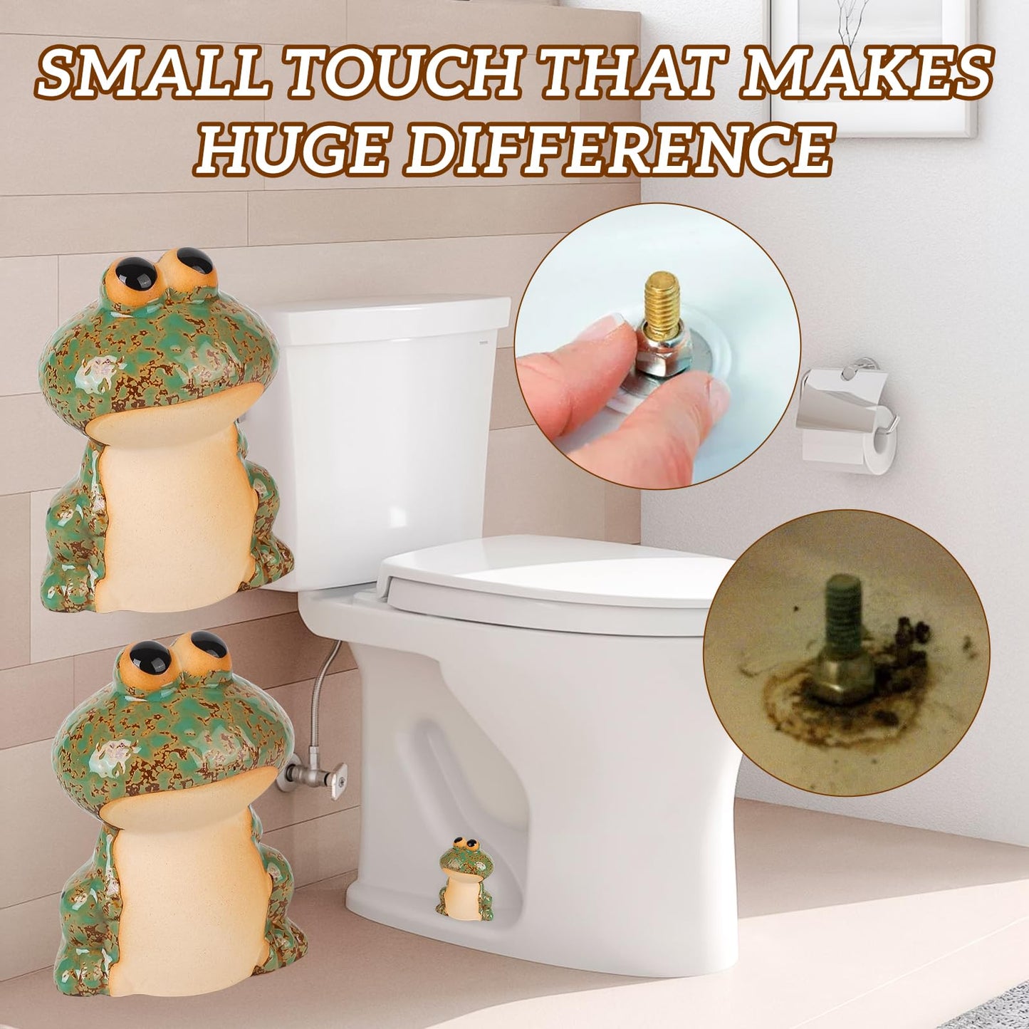 Cute Frog Ceramic Toilet bolt Covers, Tall Decorative Toilet bolt Caps, Toilet Screw Cover Caps, Easy Installation for Toilets Bowl,Bathroom Toilet Accessories Decor(Green) ETARTJMHNB