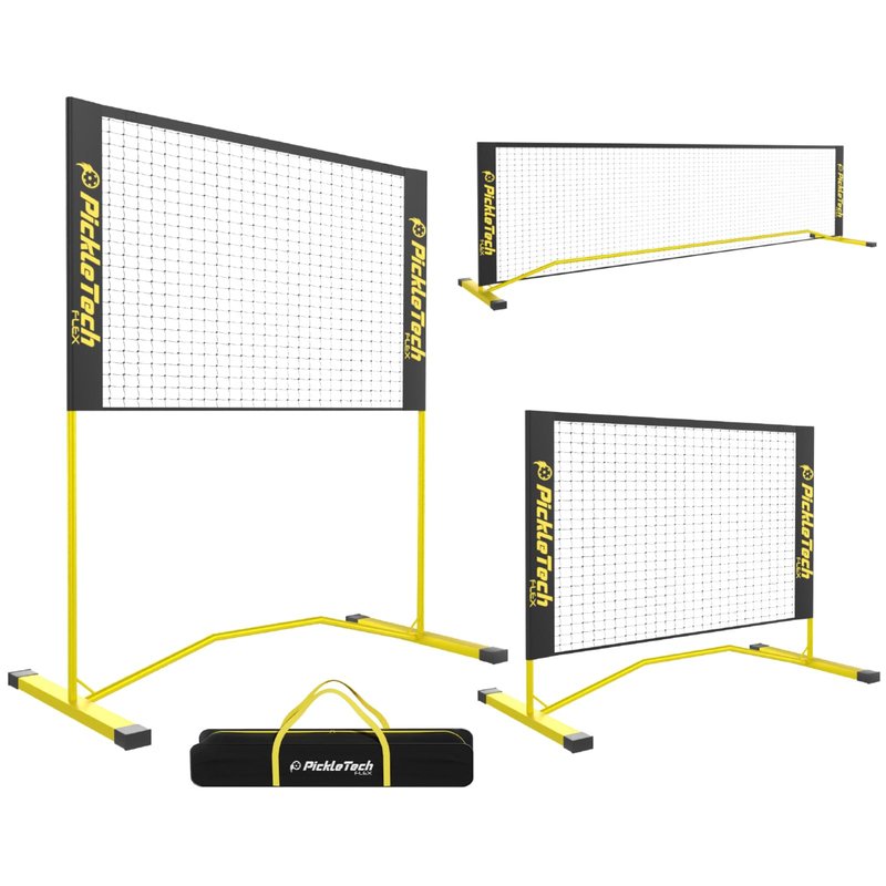 PICKLETECH Flex Version 4ft Pickleball Practice Rebounder Net, Expandable to 10ft for Double Player Practice, Fully Adjustable Regulation Height, Portable with Carry Bag, Quick Setup for Outdoor Use