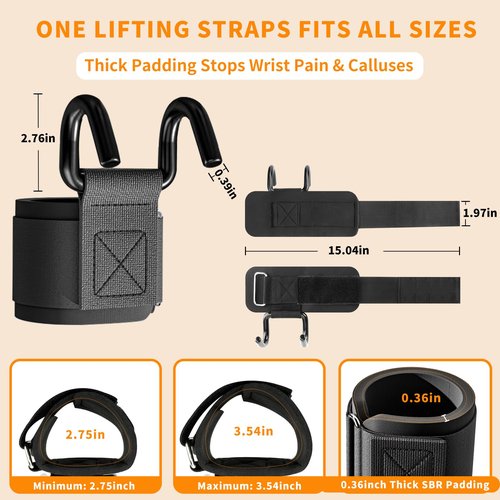 KMNEI Weight Lifting Hooks, 330 LB Heavy Duty Gym Wrist Straps for Deadlifts, Pull-Ups, Strength Training, Fitness Workouts, Grip Weightlifting Hooks for Men and Women(Pair)
