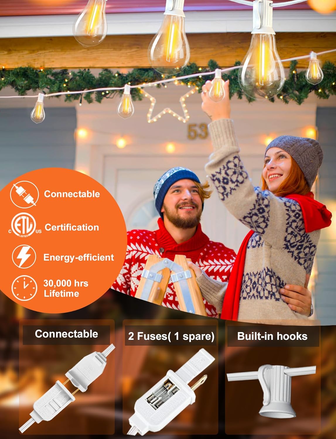 200FT Waterproof LED Outdoor String Lights with 100 Shatterproof Edison Bulbs - Dimmable Patio Decor for Backyard & Garden