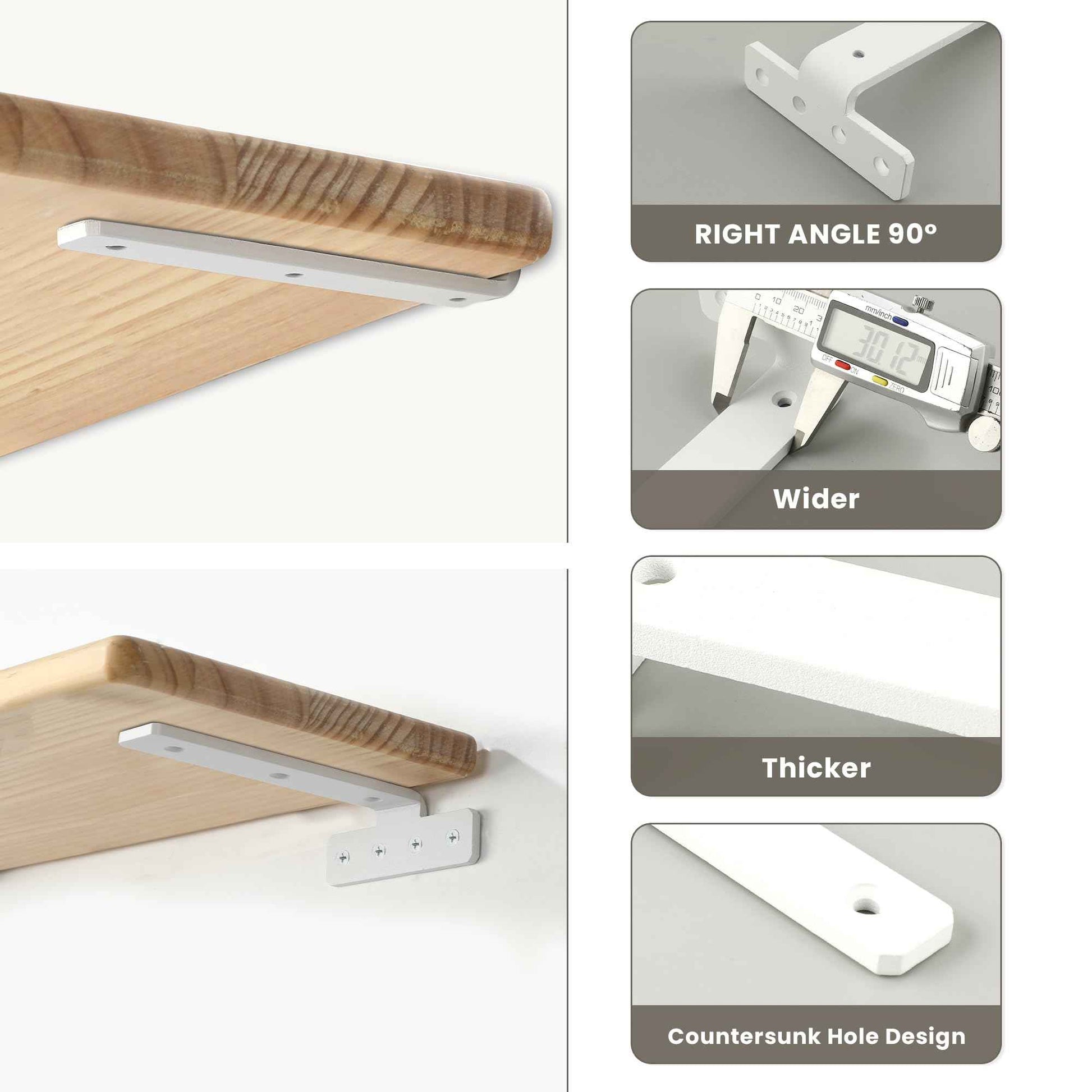 Alise White Floating Shelf Brackets,L Brackets for Wood Board,Wall Hidden Shelf Brackets,Heavy Duty Shelf Brackets Metal Shelving Corner Brace Supports for Home,Garden,Office and DIY,6 inch,Pack of 4