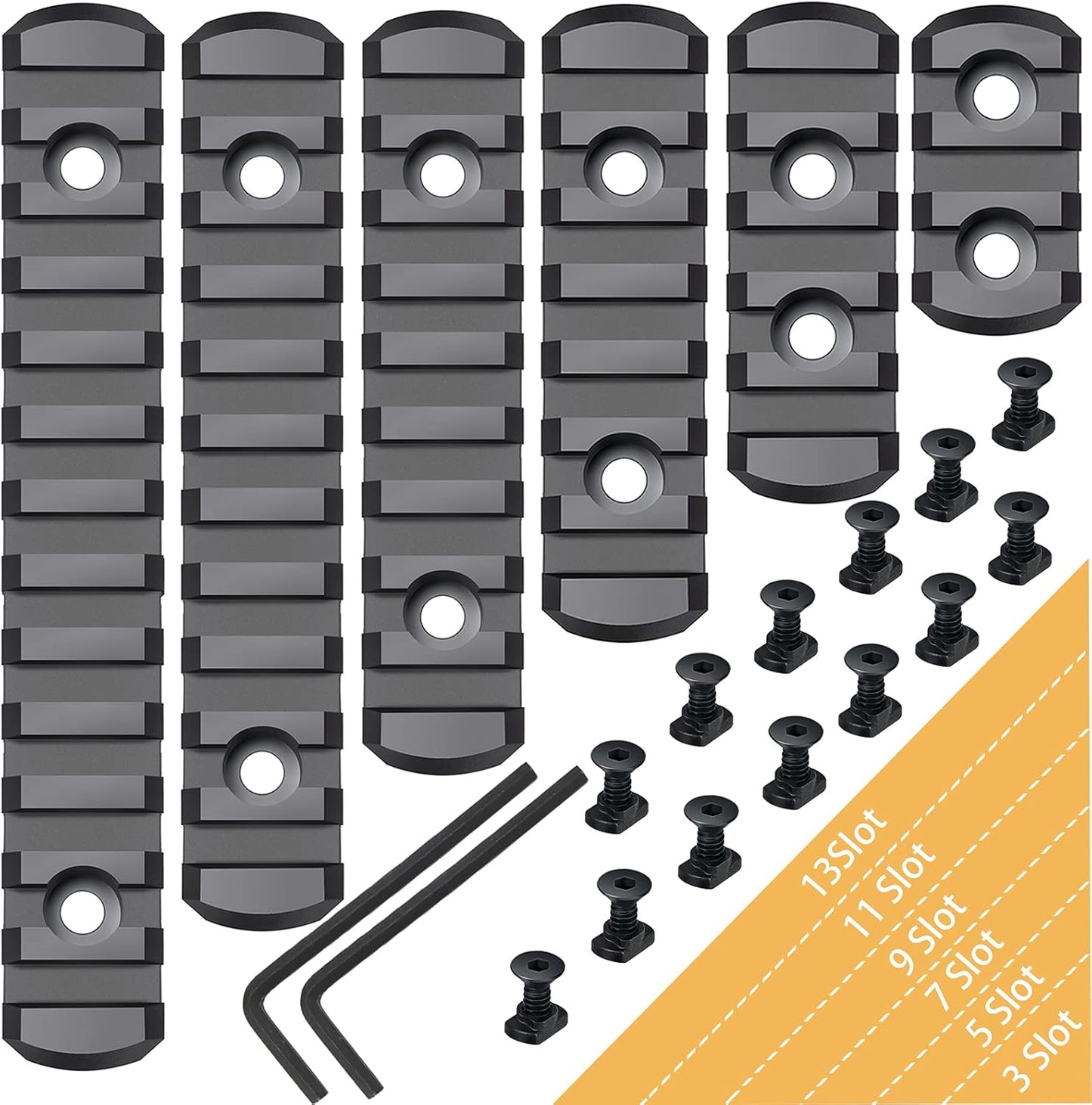 Picatinny Rail - Durable Polymer Accessory Rail with 3 to 13 Slots - Sleek Black Finish