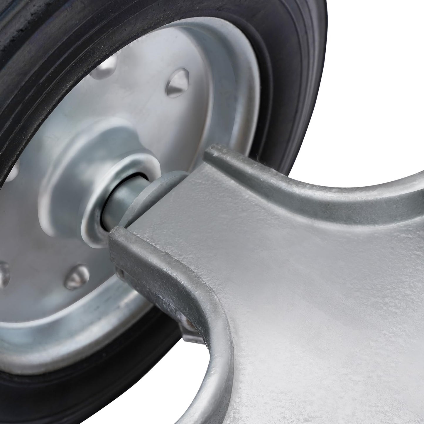 Heavy-Duty Steel Rolling Gate Wheel Carrier, 8" Rubber Wheels, Adjustable Steel U-Bolts, for Chain Link Gates or Metal Fence or Wooden Gate