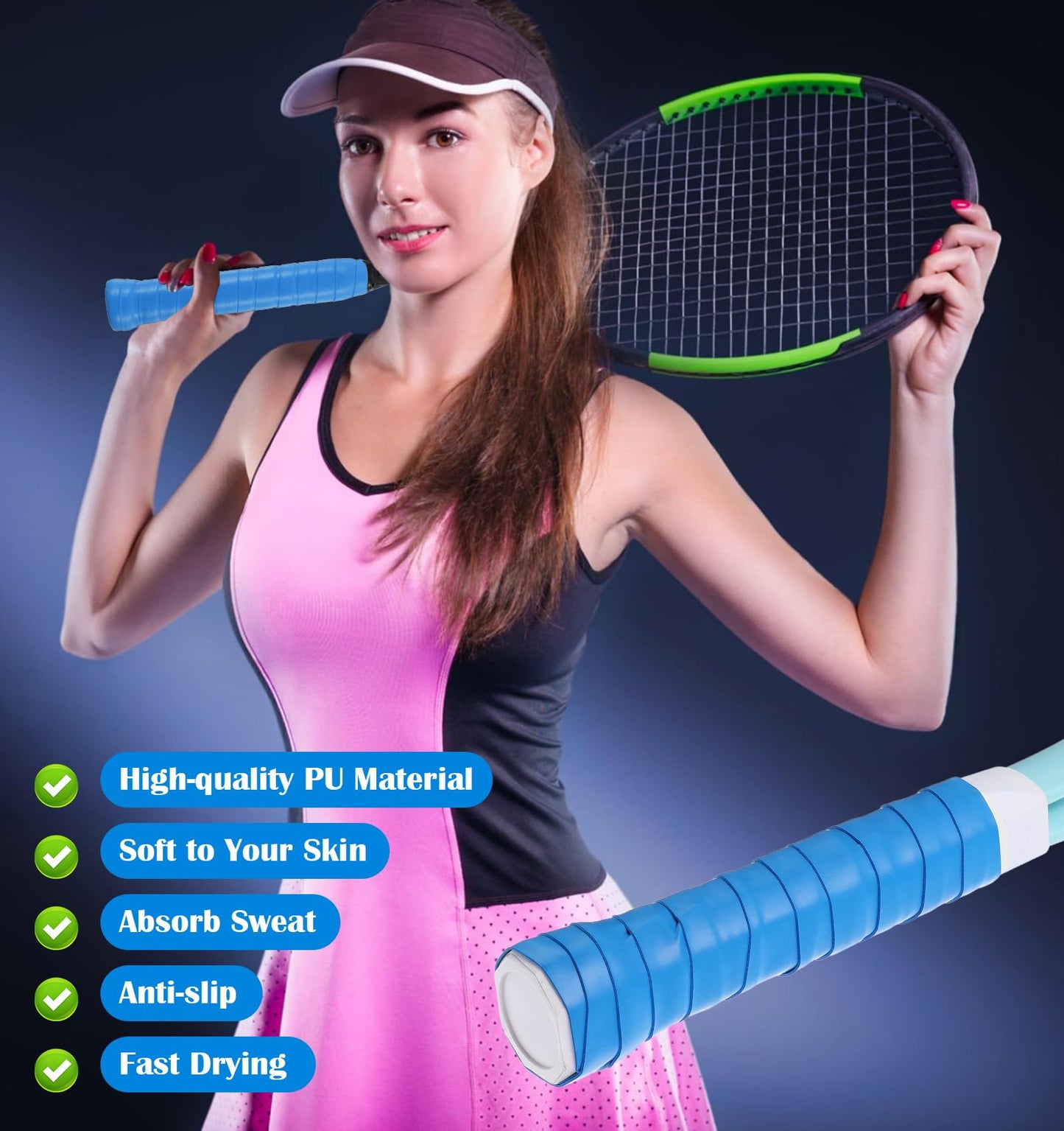 Thrymme 12PCS Tennis Tape for Racket Grip, Tennis Racket Grip Tape, Sweat Absorbing Handle Wrap for Badminton Pickleball Fishing (Multicolor)
