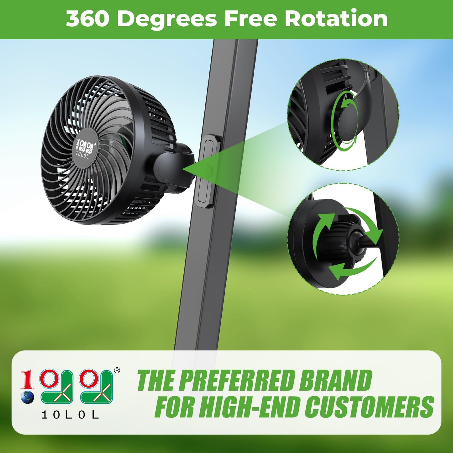 10L0L Magnetic Golf Cart Fan Rechargeable 10000mAh Battery Powered Fan with Light, Magnetic Base,3 Speeds/56 Hrs Runtime/360°Rotatable, Universal for EZGO Club Car Yamaha Summer Golf Cart Accessories
