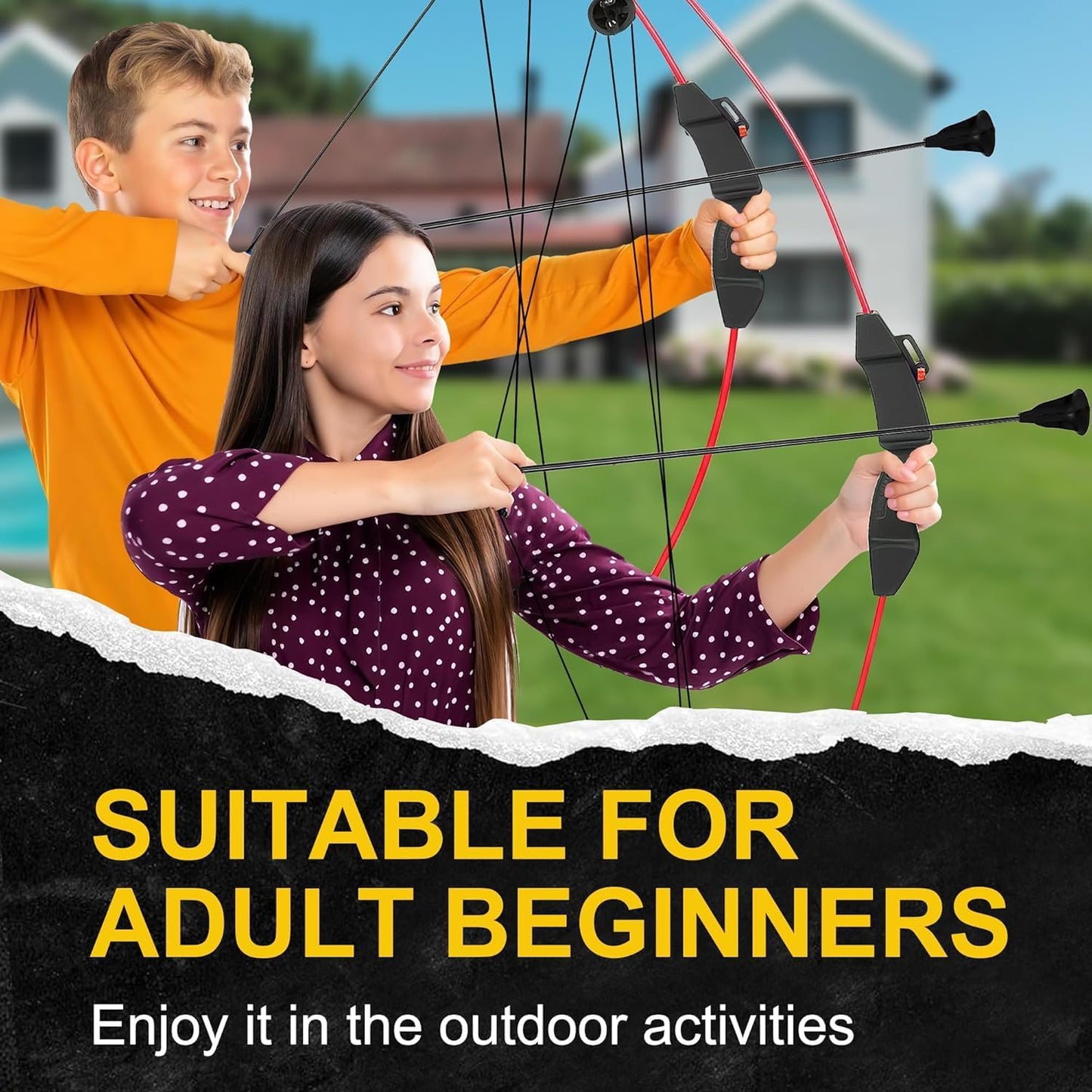 Skiennix Youth Compound Bow and Arrow Set - Beginner Archery Kit for Kids Ages 8-12 | Perfect Outdoor Play Gift