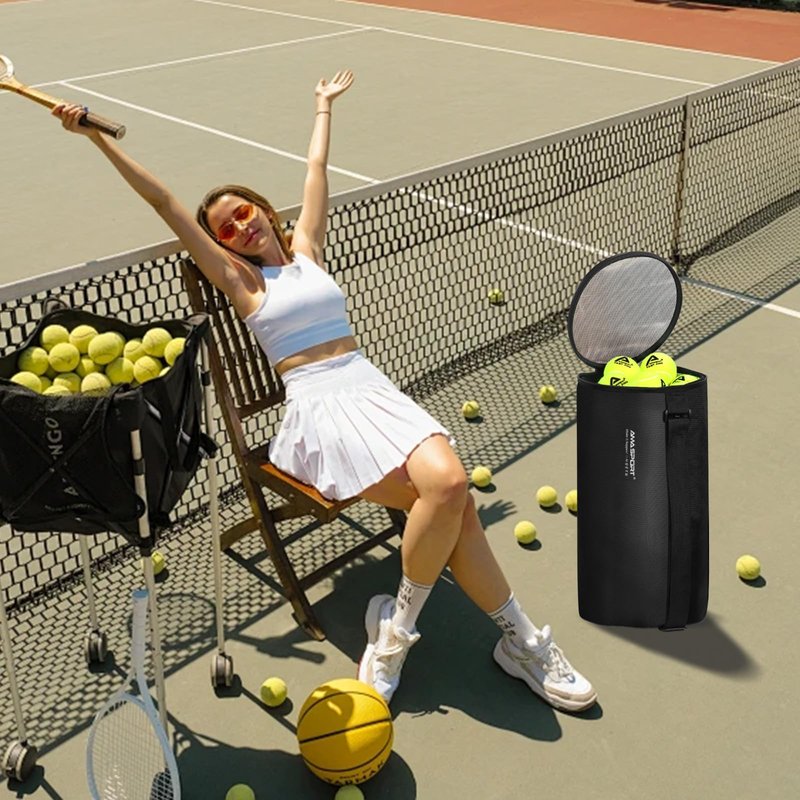 LITIAN Bulk Tennis Balls with Hopper Bag - 60 Pack Bucket High Elasticity Pressureless Practice Tennis Balls, Perfect for Training & Pet Dogs Play