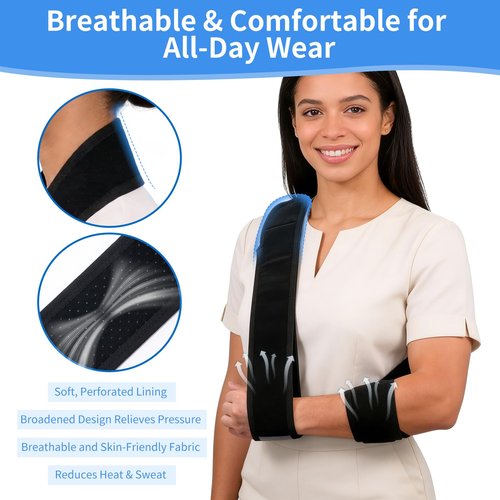 GAOUREL Adjustable Arm Sling & Shoulder Immobilizer – Lightweight Support Sling for Shoulder Injury, Elbow Injury, Wrist Injury,Broken Collarbone, Torn Rotator Cuff & Dislocation, Men & Women, Left or Right Arm(Black)