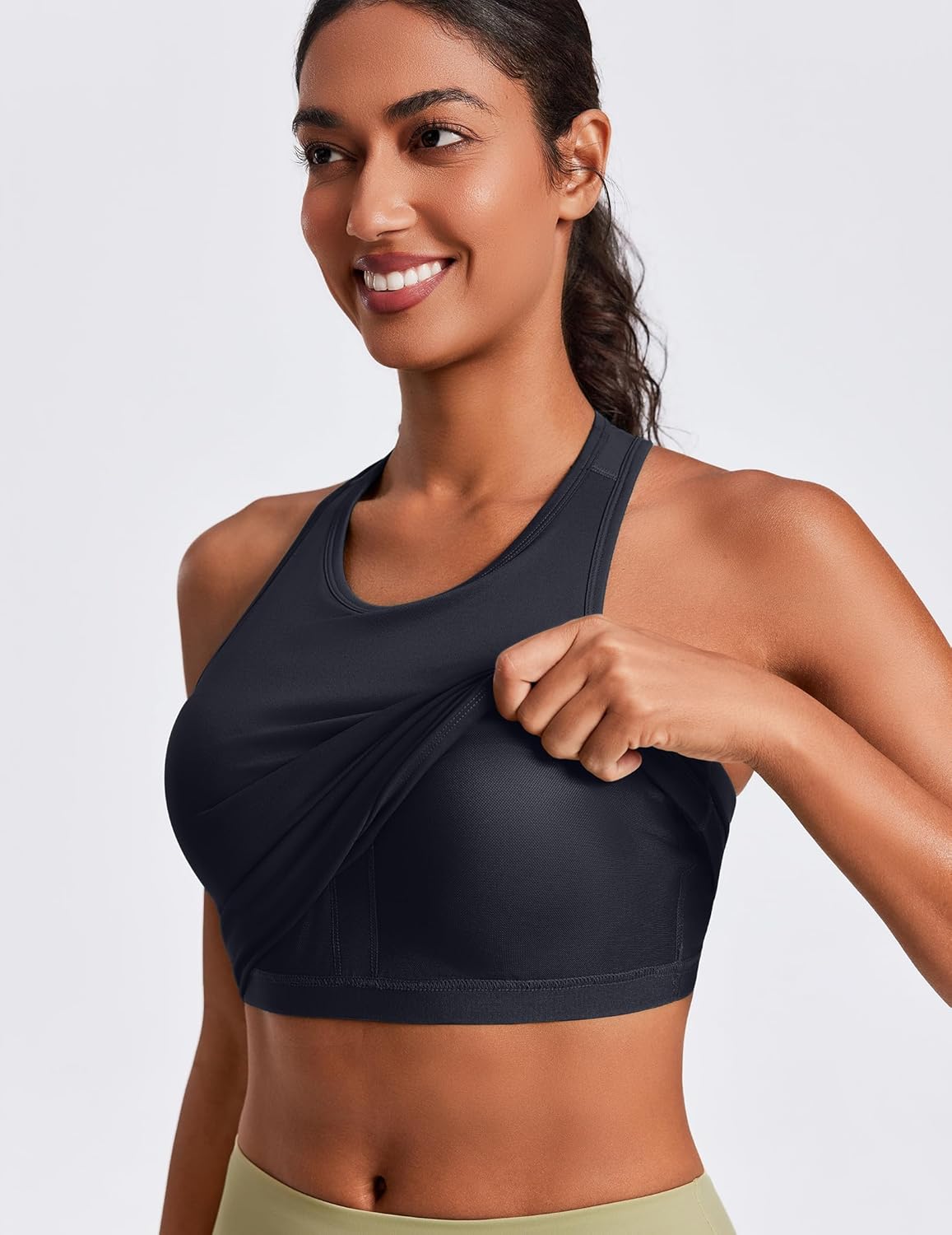 PINSPARK Workout Tops for Women - Racerback Tank with Built-In Bra | Padded Athletic Gym Shirt