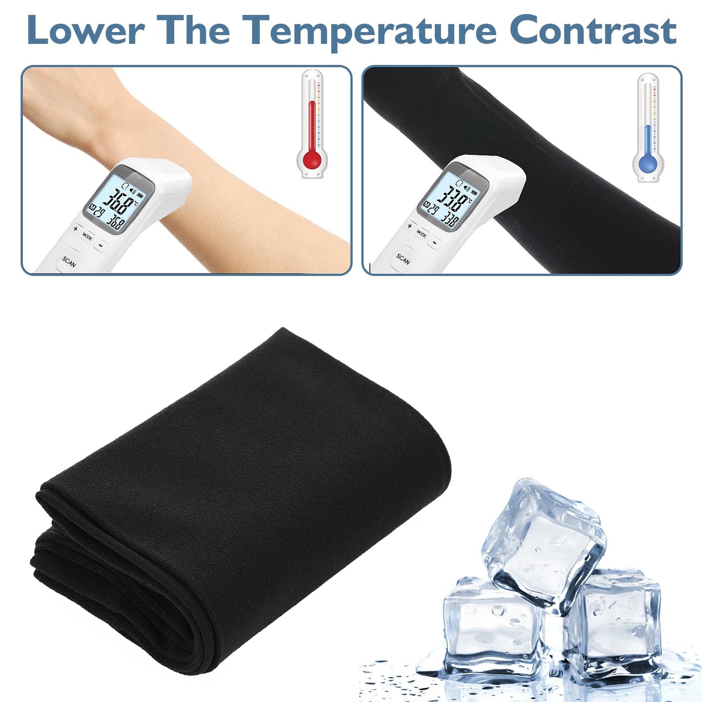 6 Pairs Black Arm Sleeves for Men Women to Cover Arms with Thumb Holes Sun Protection Arm Sleeves Volleyball Nylon Football Arm Sleeve to Cover Arms Sport Sun Protection Ice Silk Sleeves(35*10cm)