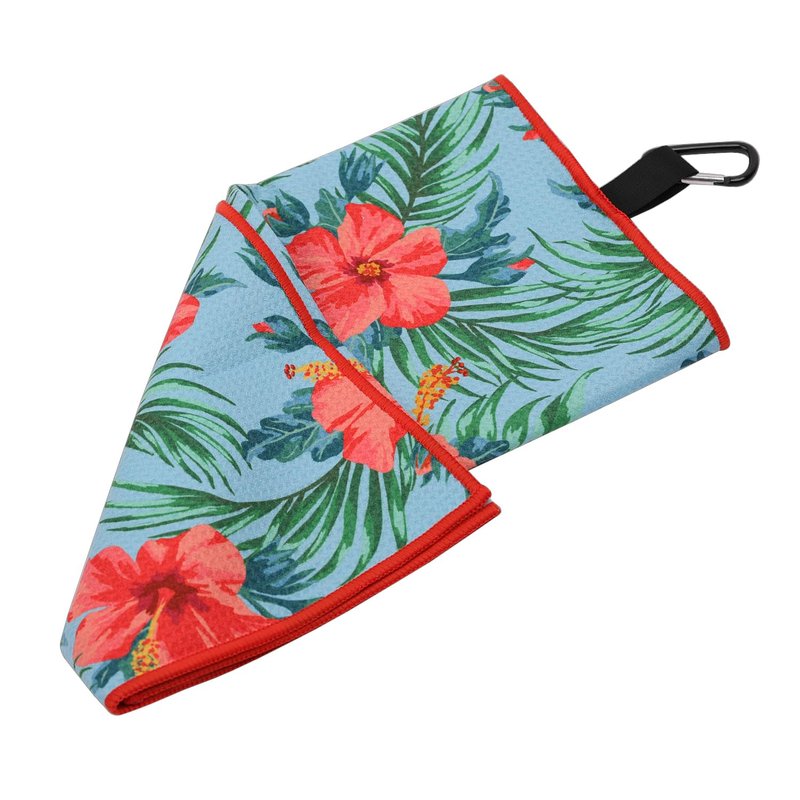 SHABIER Golf Towel with Hibiscus Design Golf Microfiber Waffle Pattern Golf Towel