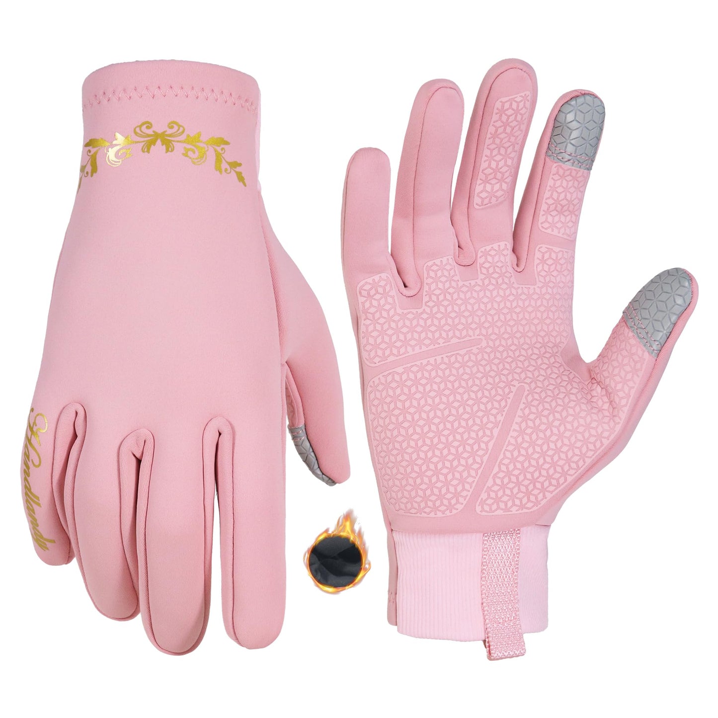 HANDLANDY Women Winter Running Gloves, Windproof Water-Resistant Touchscreen Gloves with Lightweight Thermal Liner for Cycling, Driving, Hiking & Cold Weather Activities(Pink, Medium)