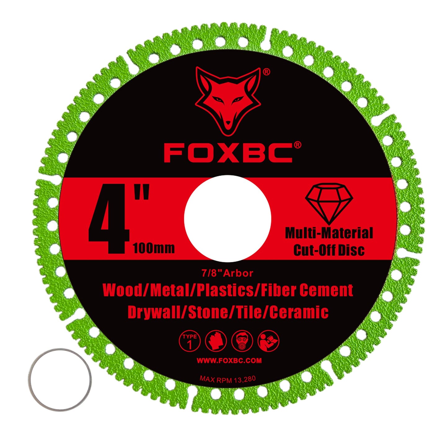 FOXBC 4 Inch Indestructible Multi-Material Cut Off Disc for Angle Grinders, 7/8" Arbor - 3 Pack