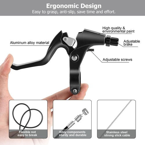 Hmfmdy Bike Brakes Set, Complete Brake kit for Most Bicycles Mountain Bike, Front and Rear Bike MTB Hybrid Brake, Callipers Cables Lever Kit, Multi-Tool Wrenches - Black