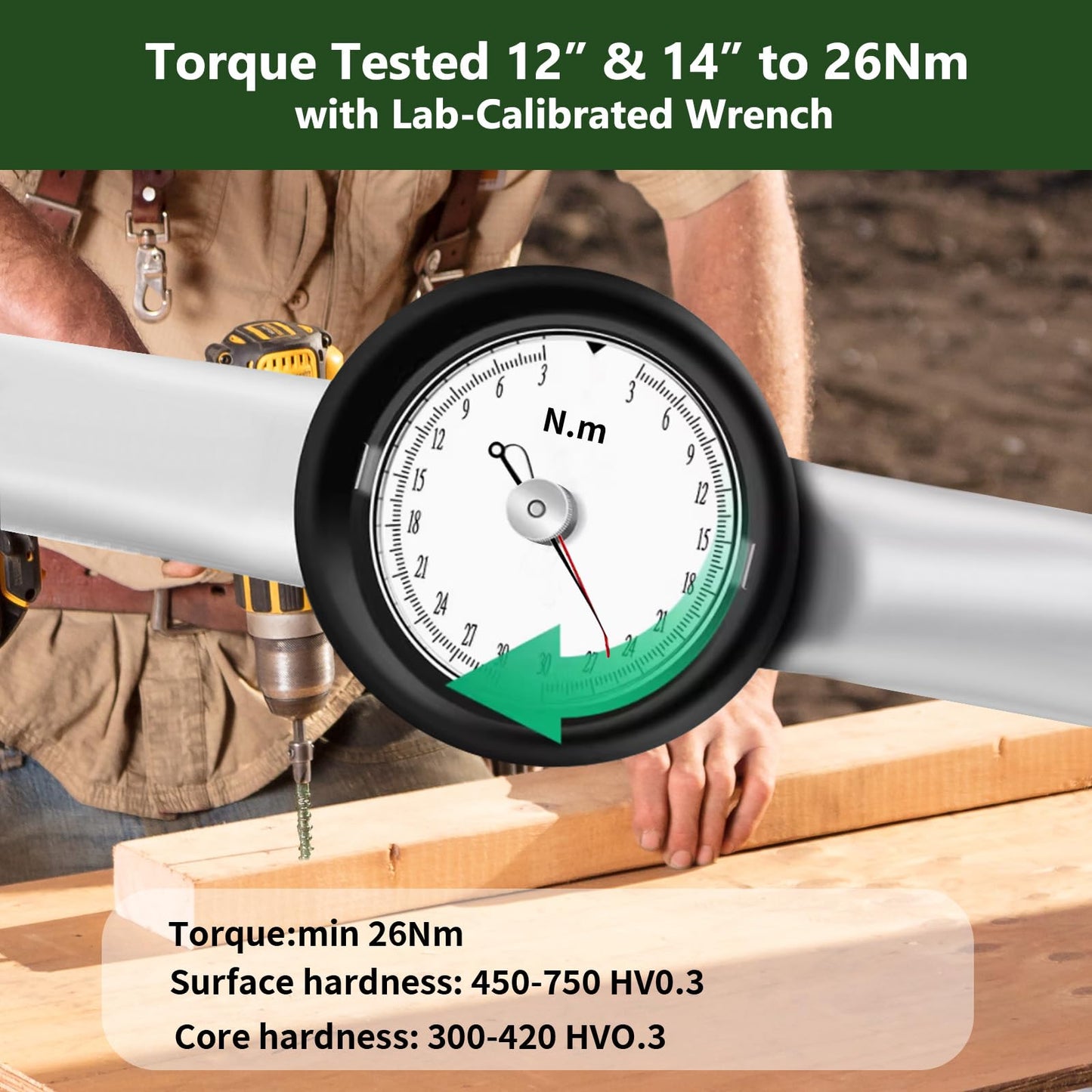 5/16 x 12 inch Long Timber Screws,Heavy Duty Exterior Lag Bolts with Hex Head, Structural Wood Screws for Deck, Fence, Landscape & Gazebo,Rust-Resistant Green Coated, Sample Pack 6pcs