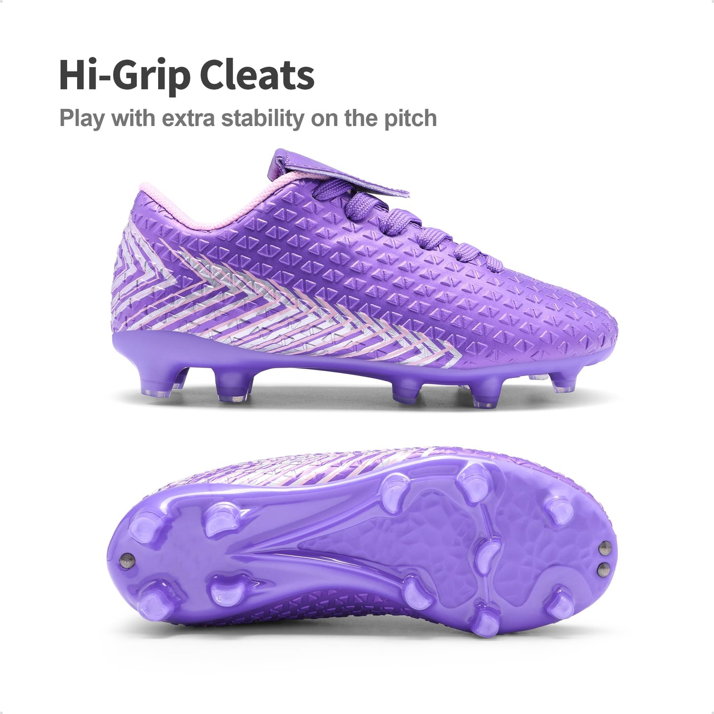 DREAM PAIRS Boys Girls Outdoor Soccer Cleats Firm Ground Football Shoes for Little/Big Kid,Size 13 Little Kid,Light/Purple/Pink,MEGA-2K