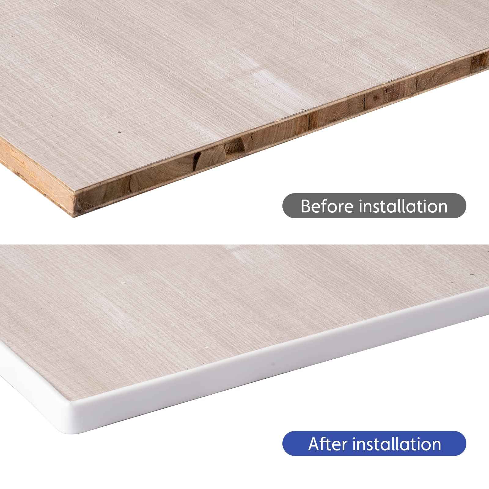 FAKILO U-Shape Edge Banding, 16.4ft TPE Self Adhesive Veneer Edging Trim Flexible Corner Edge Protector, Furniture Edge Strip for Countertop Table Cabinet Shelve Restoration(3/4'' (20mm), White)